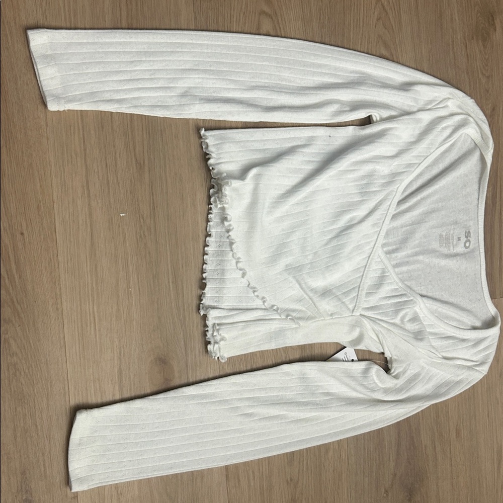 SO White Long Sleeve Crop Top
